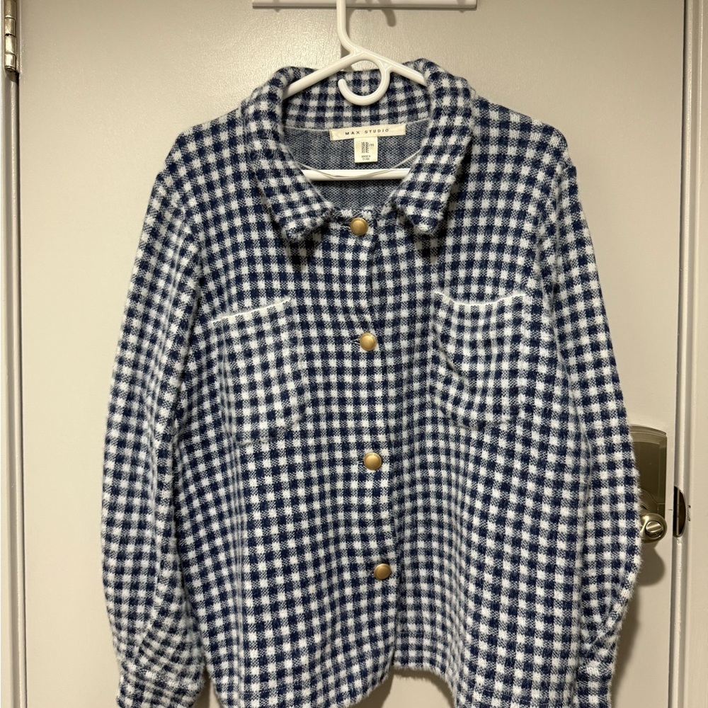 Max Studio Plaid Button-Up Jacket